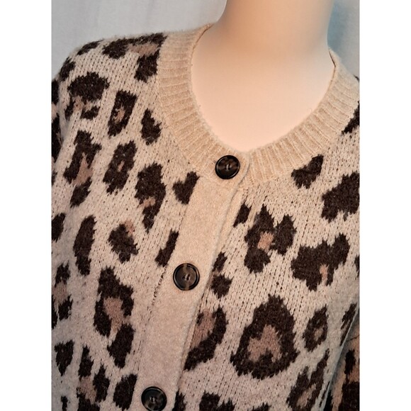 J.Crew Oversized Cardigan Sweater in Leopard Print  BJ572  Size M - Picture 4 of 11